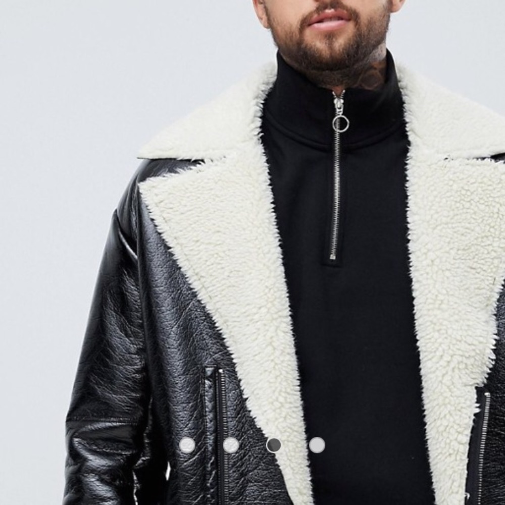 ASOS DESIGN oversized faux shearling in vinyl